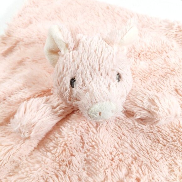 Kellytoy Pink Pig Plush Baby Lovey Rattle 14" Pink Soft Security Blanket - Picture 3 of 4